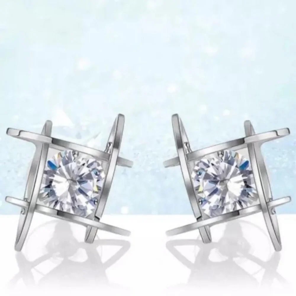 New.Silver 3D Cage  Stud Earrings, beautiful Earrings, cute Earrings - Picture 4 of 8